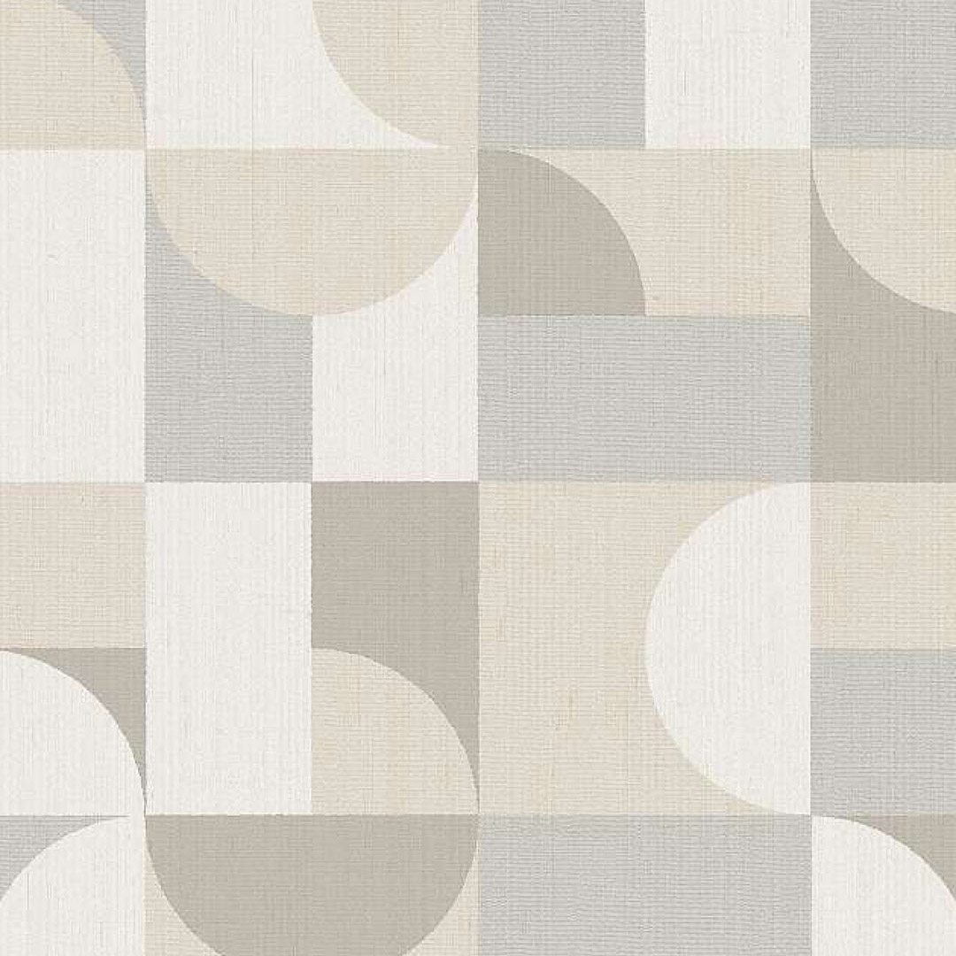 Greige Mid-Century Geometric Wallpaper