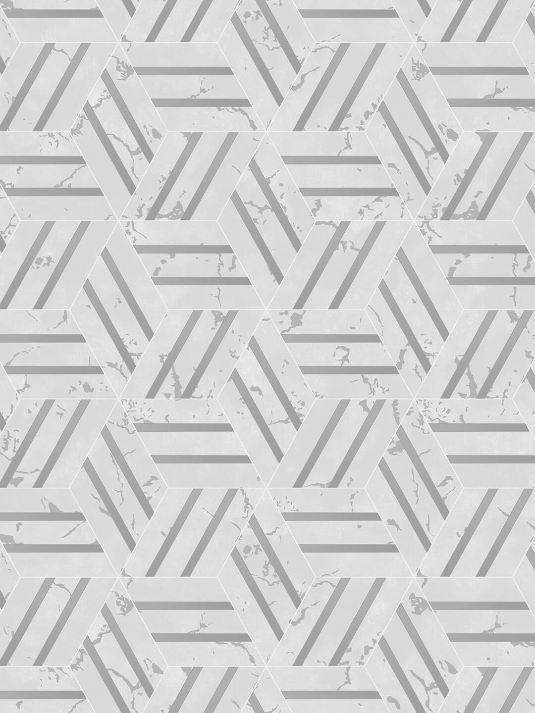 Grey & Silver Geometric Hexagon Wallpaper
