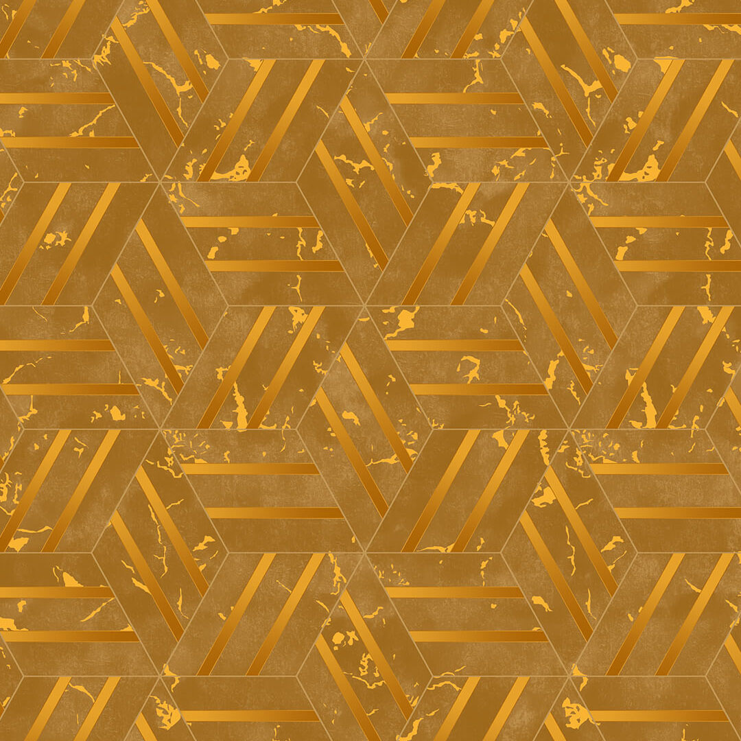 Mustard & Gold Geometric Hexagon Wallpaper